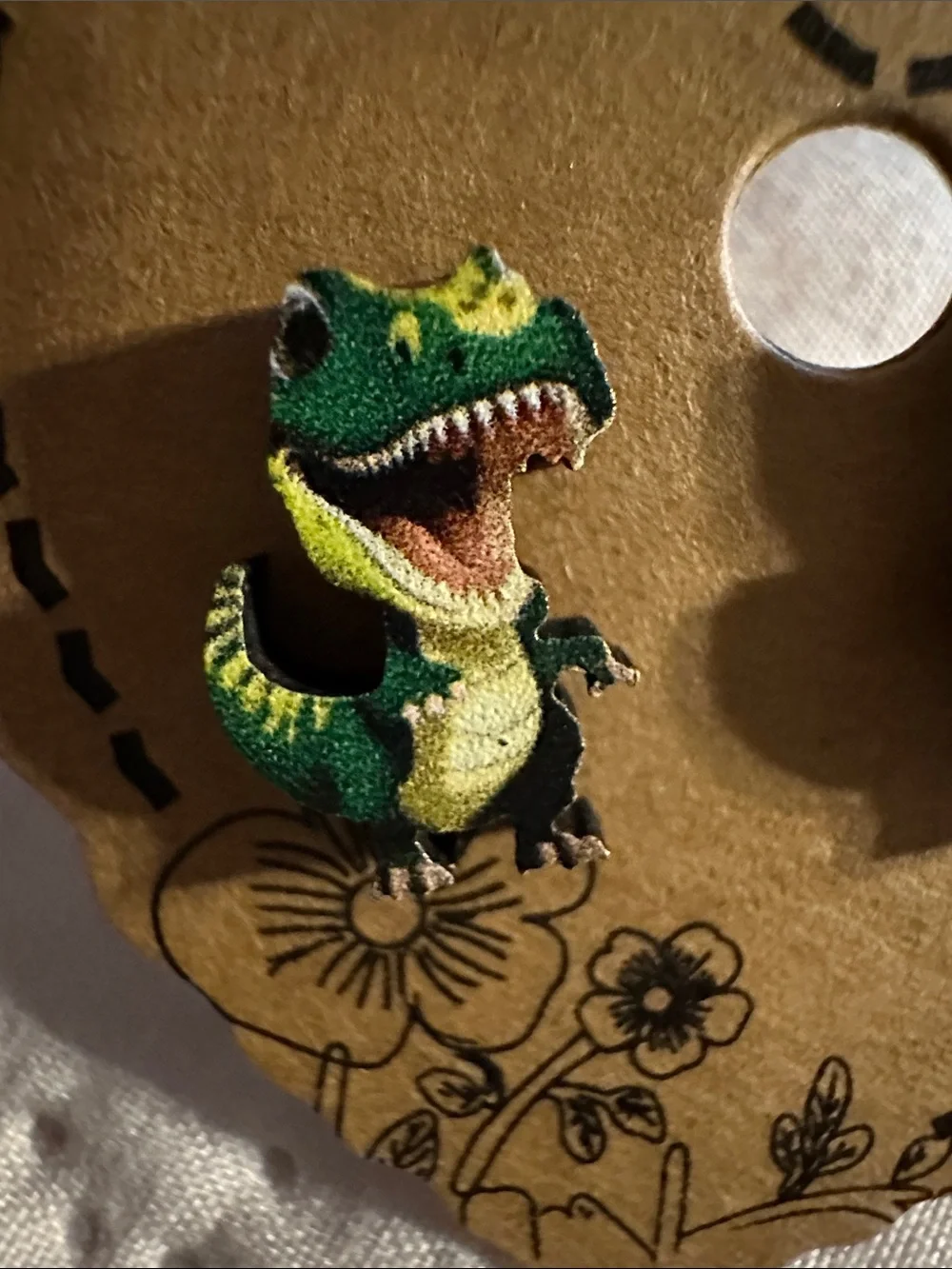 Green Dinosaur Reptile Stud Earrings - Unbranded